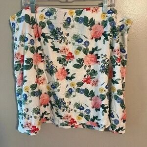 Old‎ Navy Mini Floral Linen Blend Spring Summer White Pink Cottagecore Size XXL